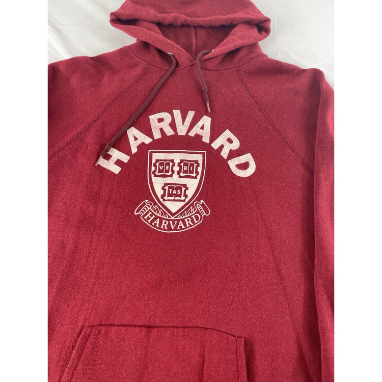 Mens Vintage 70s/80s Artex Harvard University Hoodie Red Maroon Raglan Size Xl