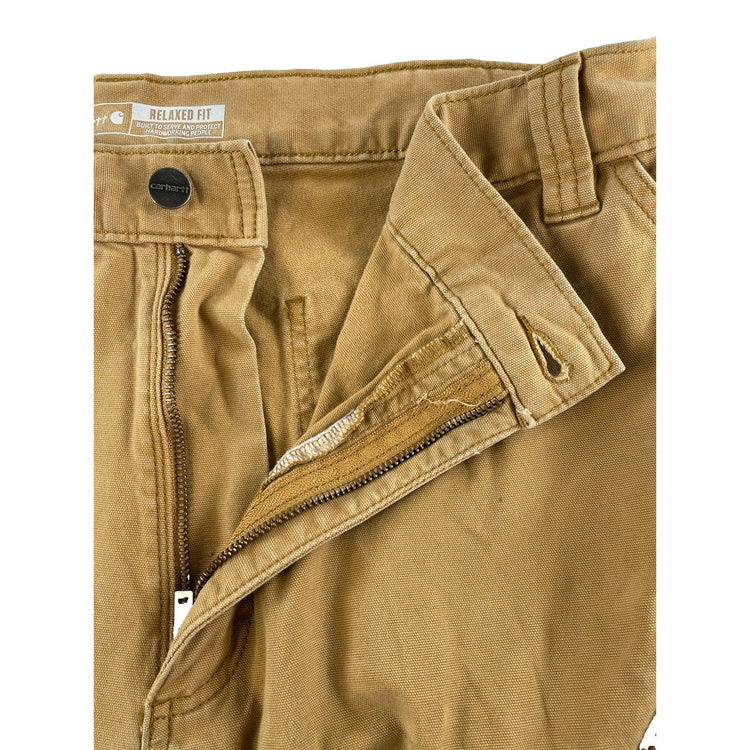 Men Carhartt DoubleKnee Brown Canvas Distressed Workwear Utility Pants Size42x32