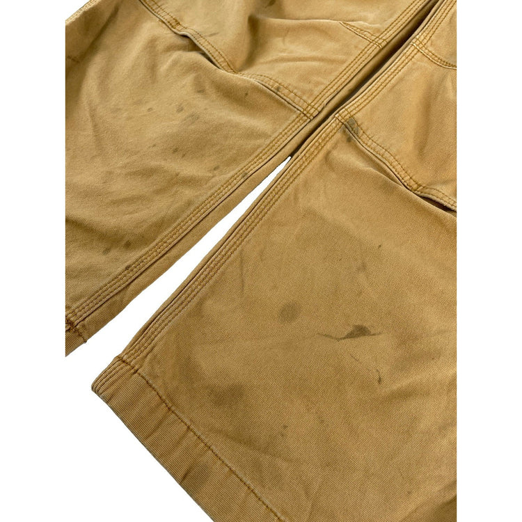 Men Carhartt DoubleKnee Brown Canvas Distressed Workwear Utility Pants Size42x32