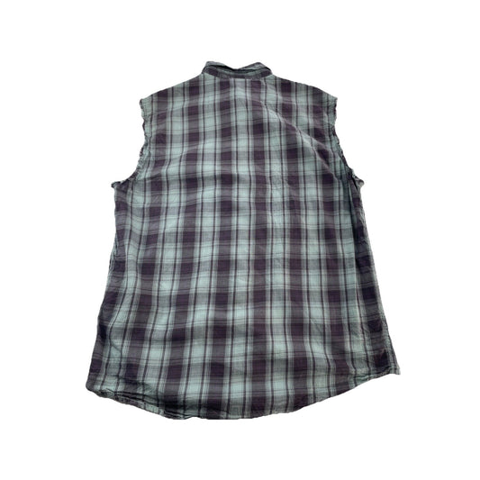 Men’s Harley Davidson Sleeveless ButtonUp Plaid Shirt Size L