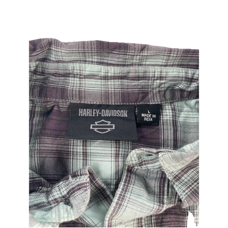 Men’s Harley Davidson Sleeveless ButtonUp Plaid Shirt Size L