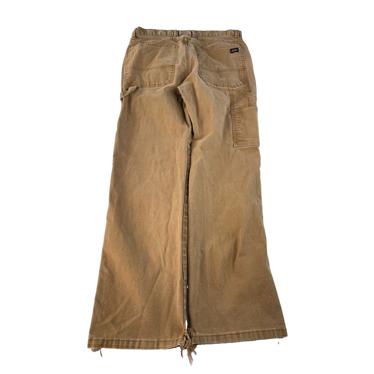 Men's Dickies Canvas Carpenter Work Pants Brown Size 32x30