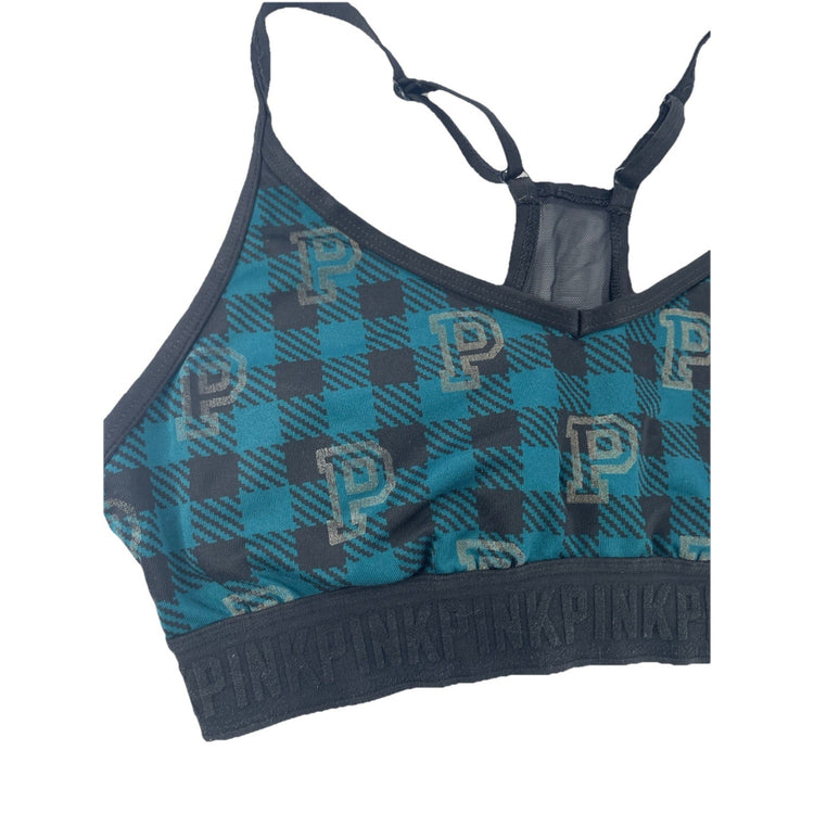 Womens PINK Victoria Secret Buffalo Pattern Sports Bra Size M