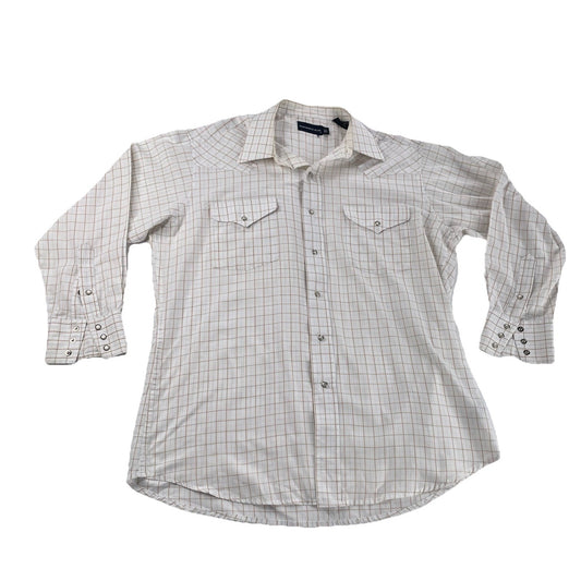 Mens Panhandle Slim Long Sleeve Button-Up Plaid Pattern Size 16 1/2, 33