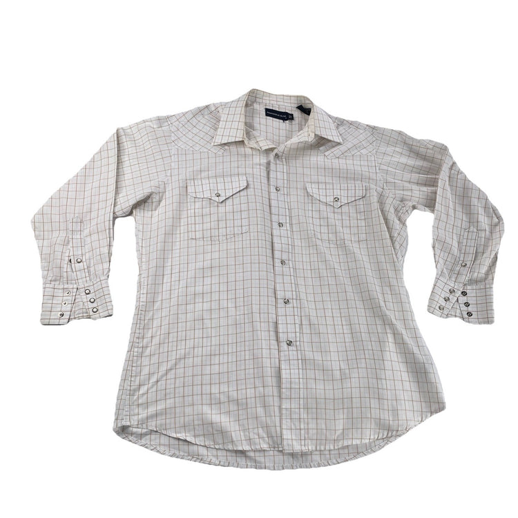 Mens Panhandle Slim Long Sleeve Button-Up Plaid Pattern Size 16 1/2, 33
