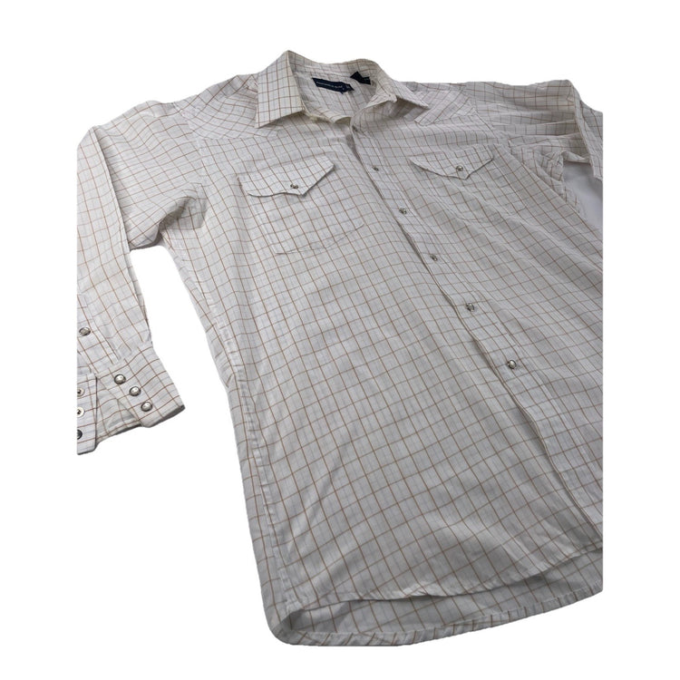Mens Panhandle Slim Long Sleeve Button-Up Plaid Pattern Size 16 1/2, 33