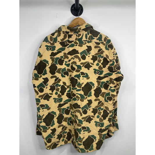 Vintage LL Bean Men Flannel Chamois Cloth Shirt Top Size 18 Camo Hunting