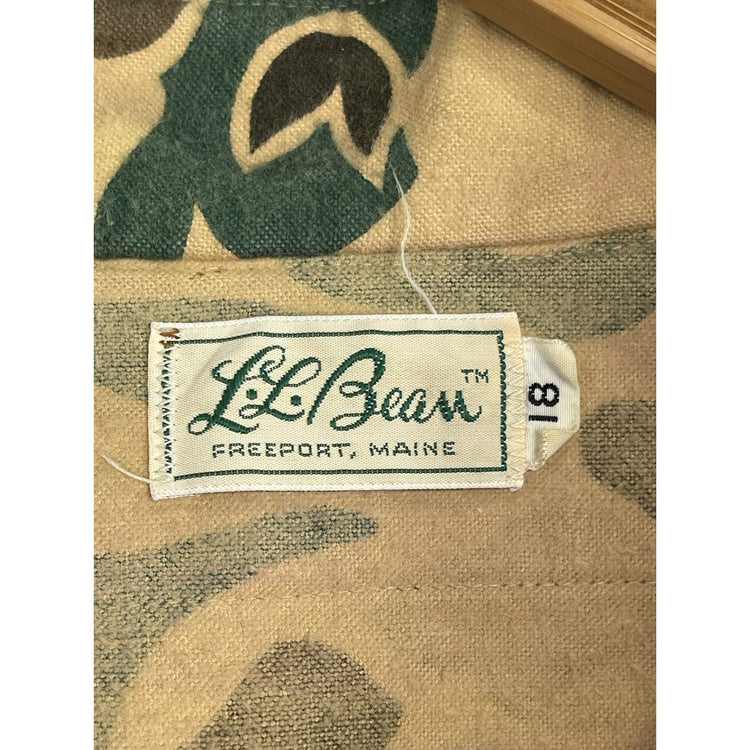 Vintage LL Bean Men Flannel Chamois Cloth Shirt Top Size 18 Camo Hunting