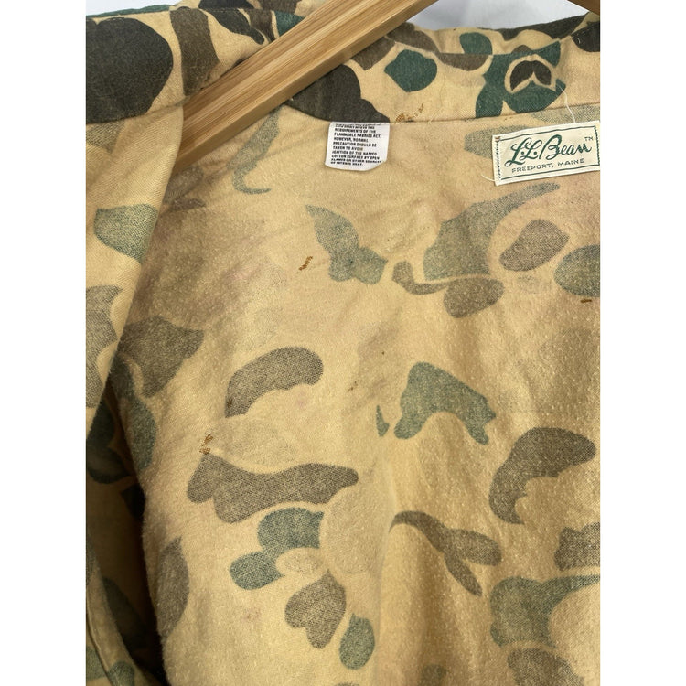 Vintage LL Bean Men Flannel Chamois Cloth Shirt Top Size 18 Camo Hunting