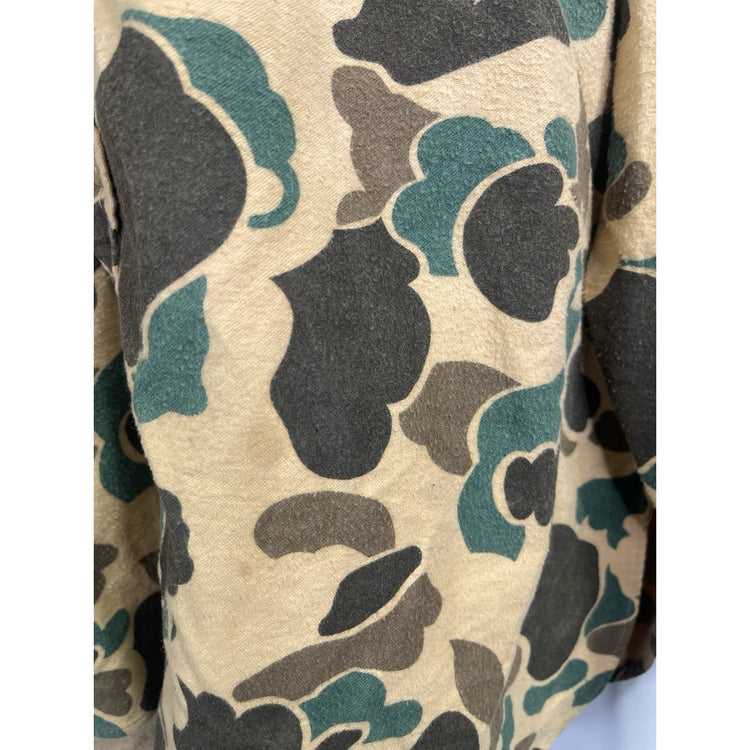 Vintage LL Bean Men Flannel Chamois Cloth Shirt Top Size 18 Camo Hunting