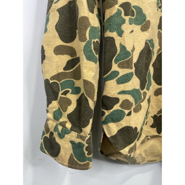 Vintage LL Bean Men Flannel Chamois Cloth Shirt Top Size 18 Camo Hunting