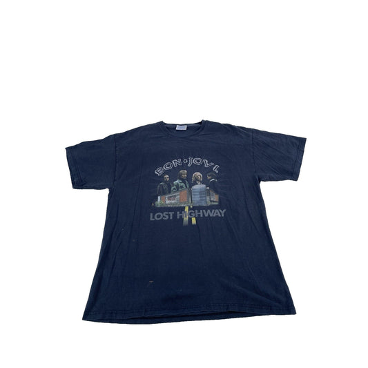 Mens Vintage Hanes 2007 Bon Jovi Lost Highway Tour T-Shirt Size Large