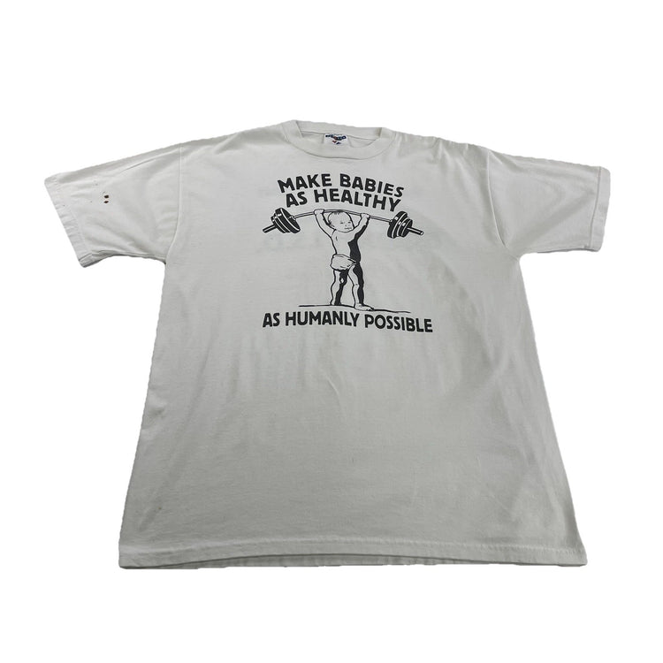 Men’s Vintage Jerzees Make Babies As Healthy As Possible T Shirt Size L