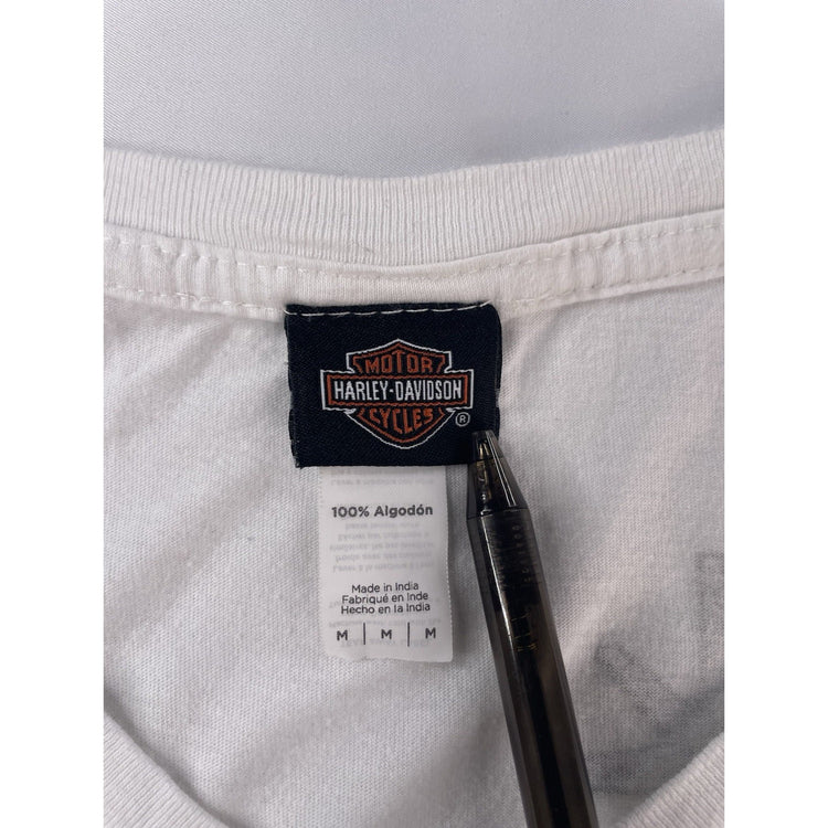 Womens Harley Davidson Motorcycle Slim Fit  White Las Vegas Tee Size M