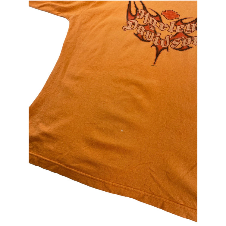 Womens Harley Davidson Orange Longsleeve Wide Neck Shirt Size 1Xl