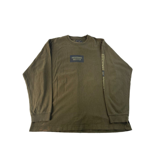 Mens Abercrombie & Fitch Olive Green Long Sleeve Graphic Shirt Size L