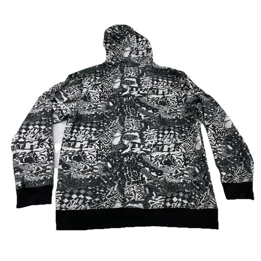 Mens 2010s Massive Graphic Black And White Hoodie Size M