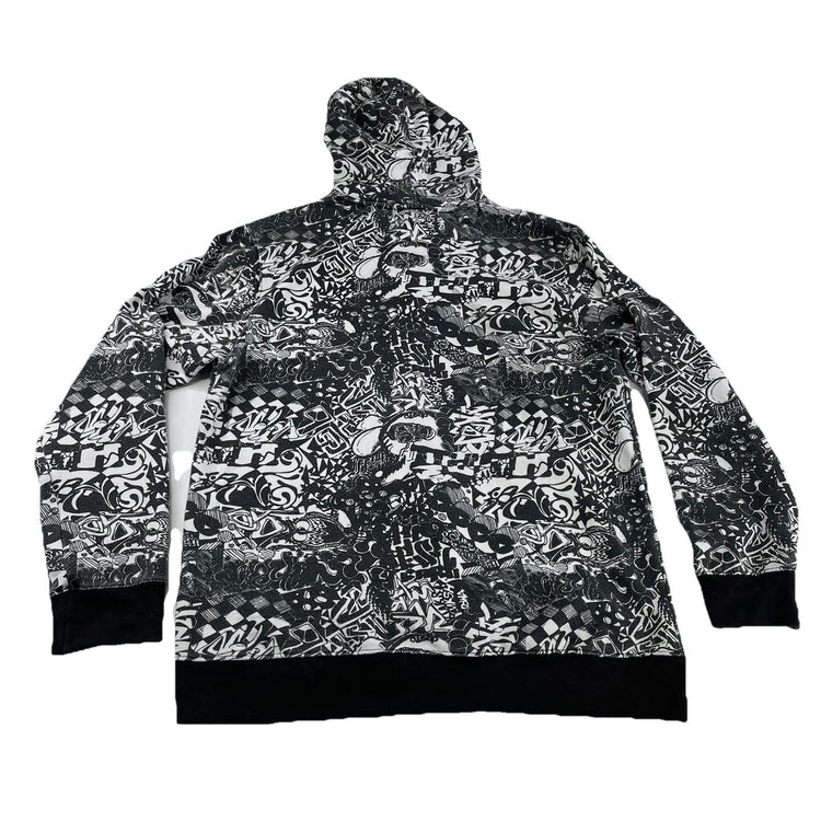 Mens 2010s Massive Graphic Black And White Hoodie Size M