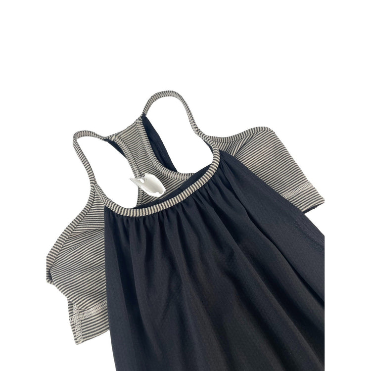 Womens Lululemon Black Striped No Limits Built In Bra Banded Bottom Tank SIZE 4