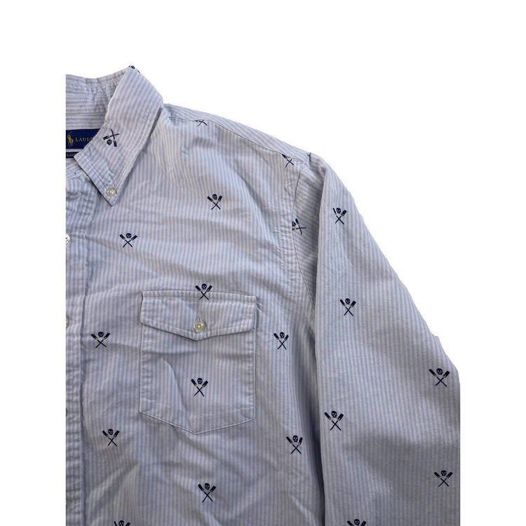 Men Vintage Polo Ralph Lauren Striped Long Sleeve Button Down Size L