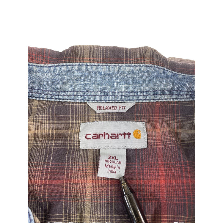 Mens Classic Relaxed Fit Multicolor Plaid Snap-Down Shirt Size 2Xl