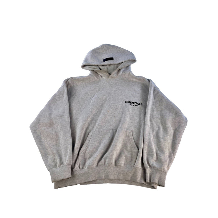 Mens Fear of God Essentials Light Heather Gray Fleece Pullover Hoodie SIZE M