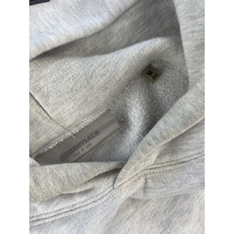Mens Fear of God Essentials Light Heather Gray Fleece Pullover Hoodie SIZE M