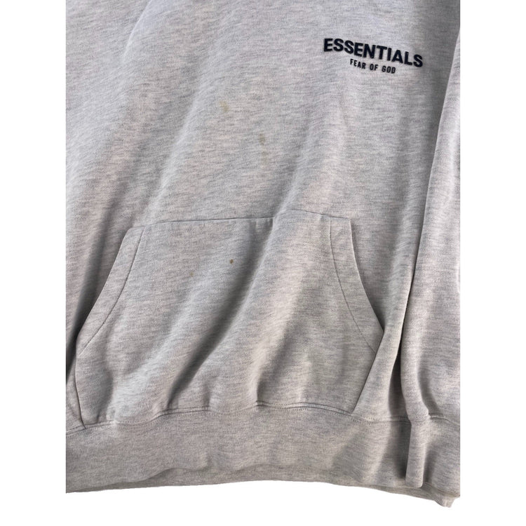 Mens Fear of God Essentials Light Heather Gray Fleece Pullover Hoodie SIZE M