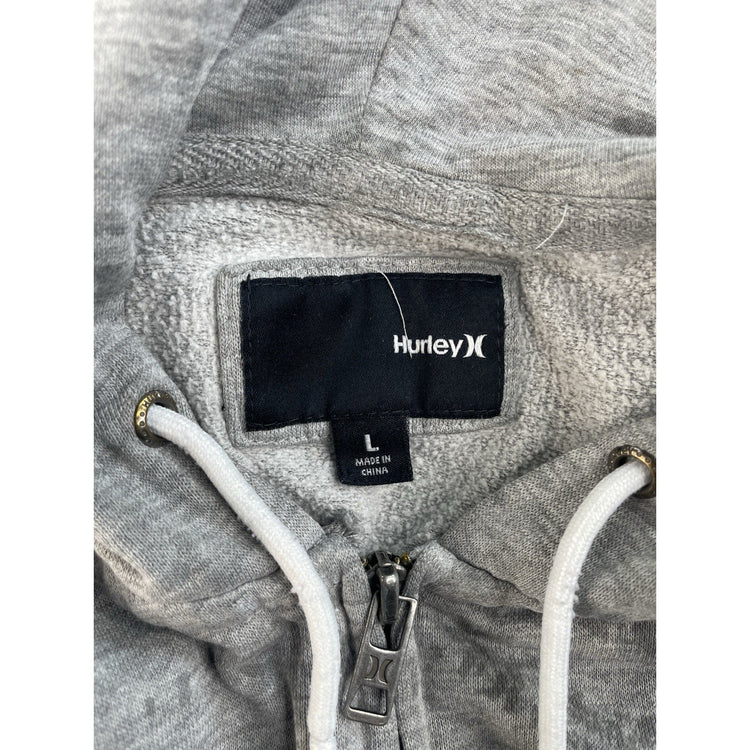 Men's Hurley Gray Full-Zip Hoodie Graphic Jacket Size Large