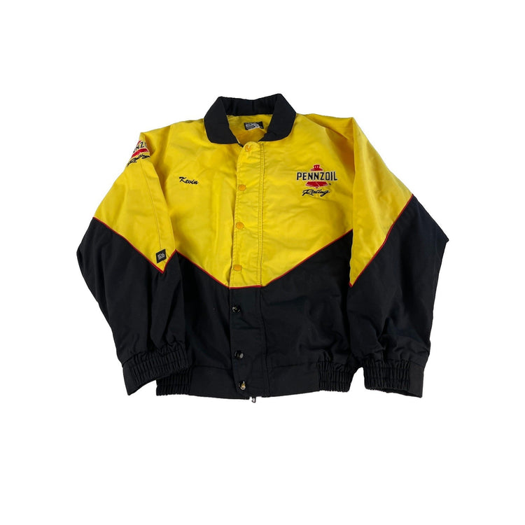 Men Vintage 90s Exquisite Designs Pennzoil Racing Embroidered Jacket Size XS