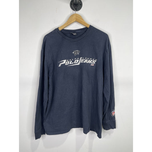 Men’s VTG Navy Blue Ralph Lauren Polo Jeans T Shirt Panthers NFL Design Sz XL