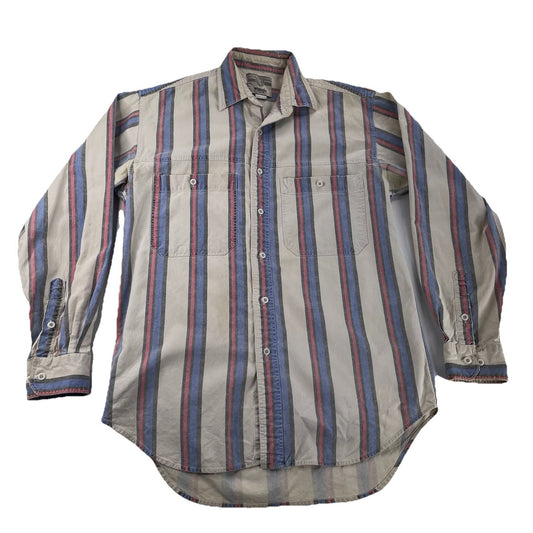 Men’s Wrangler(RW) Long Sleeve, Multicolor Stripe, Outdoor Button-Up Shirt SizeL