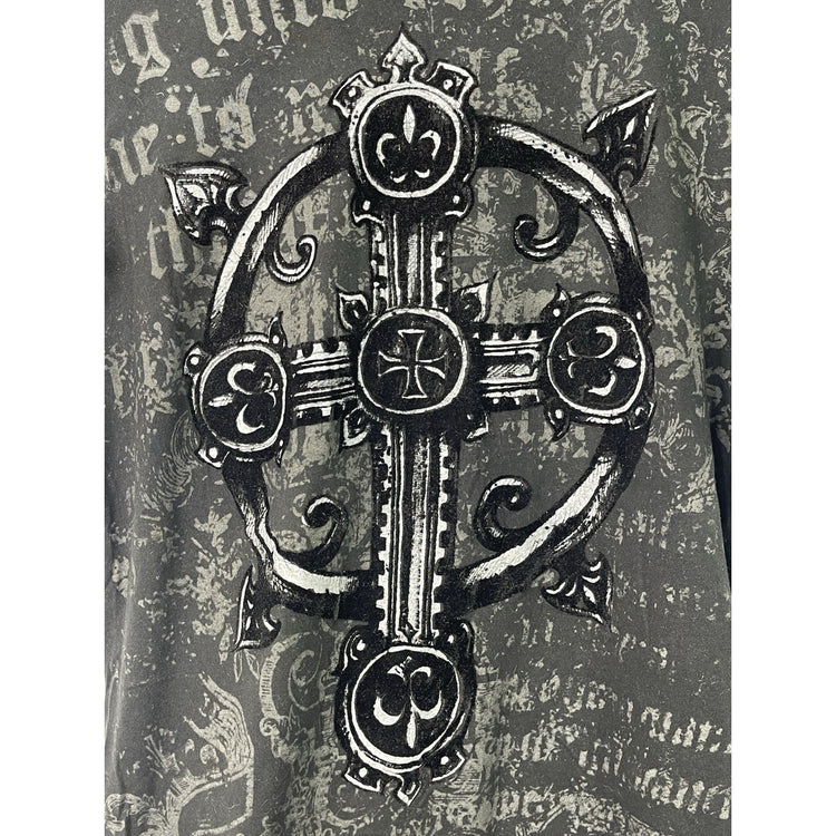 Y2K Men’s Graphic Carbon Black Crucifix Short sleeve T shirt Sz Medium