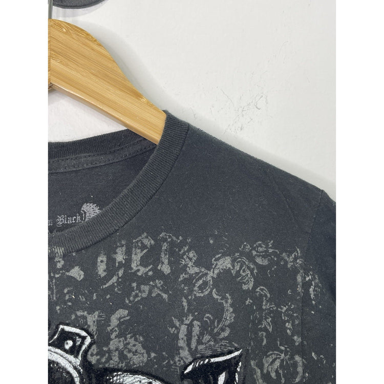 Y2K Men’s Graphic Carbon Black Crucifix Short sleeve T shirt Sz Medium