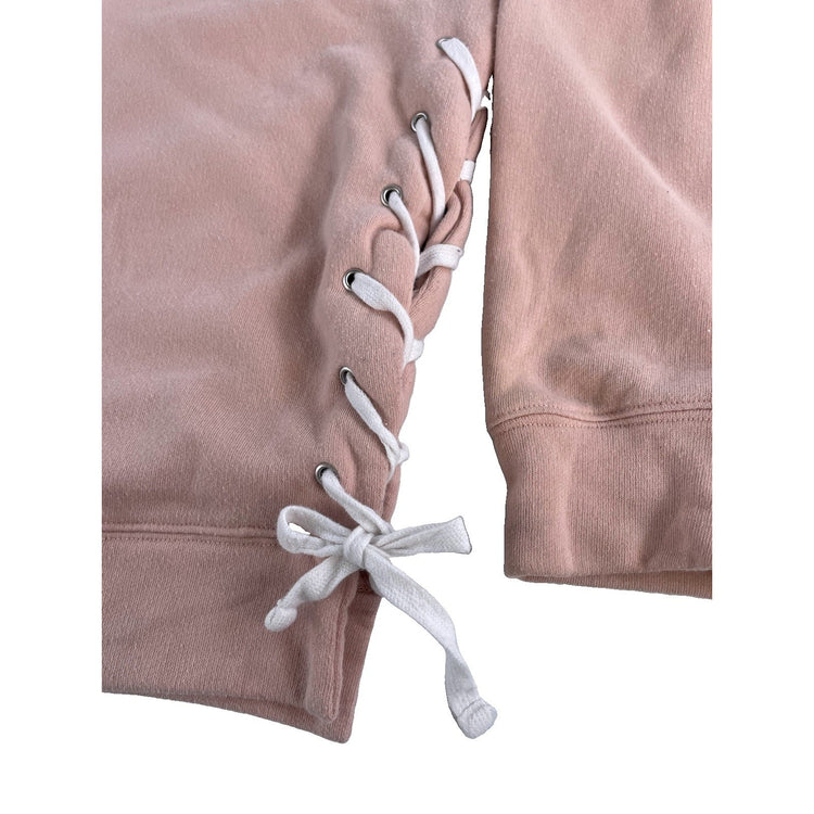 Womens Victoria's Secret PINK Side Lace-Up Pullover Hoodie Light Pink Size M