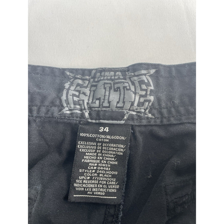 Mens MMA Elite Black Cargo Shorts With Zip Pockets Size 34