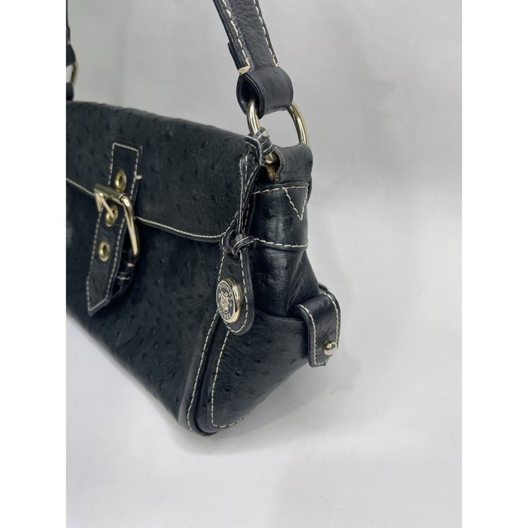 Women’s Dooney And Bourke Ostrich Green Leather And Gold Purse