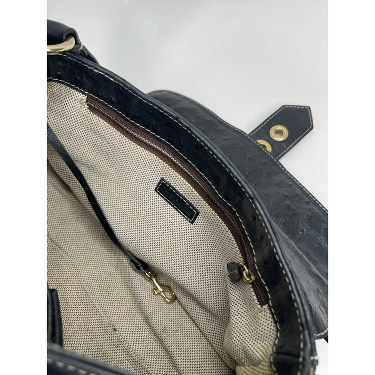 Women’s Dooney And Bourke Ostrich Green Leather And Gold Purse