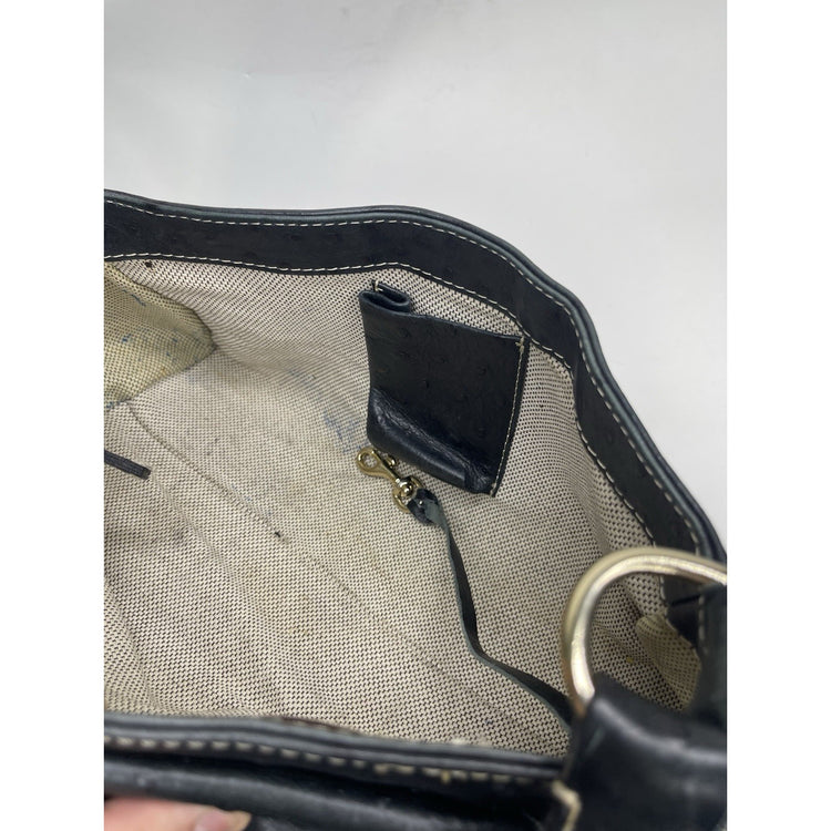 Women’s Dooney And Bourke Ostrich Green Leather And Gold Purse