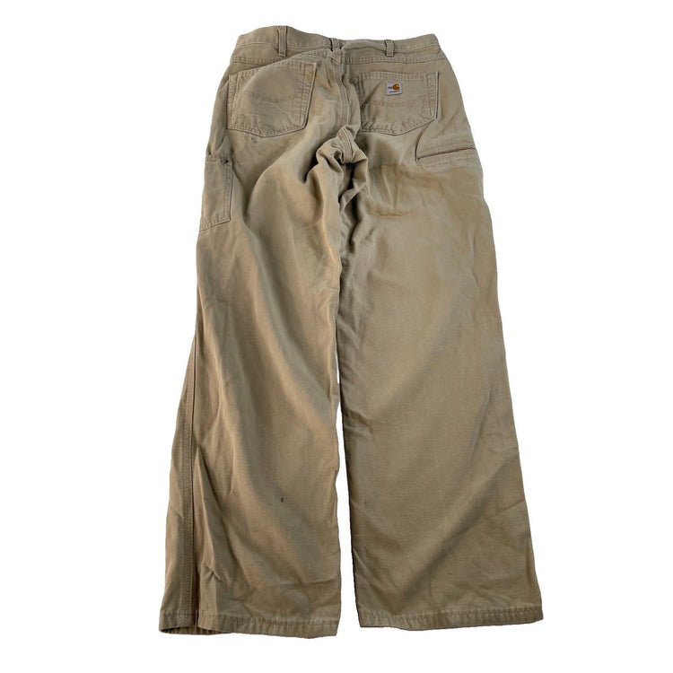 Mens Carhartt Loose Fit Utility Work Cargo Pants Tan-Brown Size 32x30