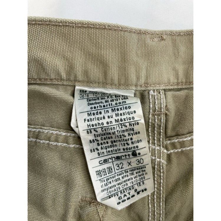 Mens Carhartt Loose Fit Utility Work Cargo Pants Tan-Brown Size 32x30