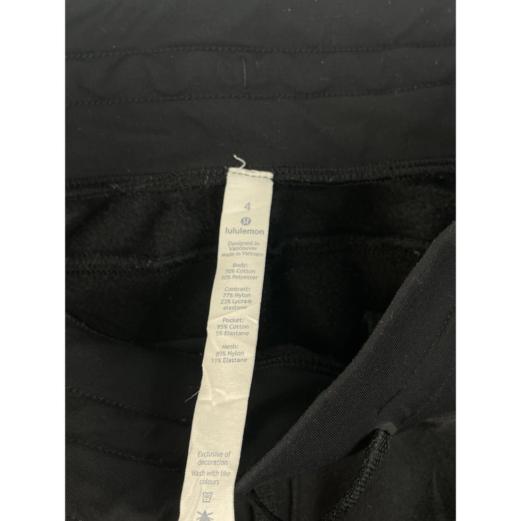 Womens Lululemon Black Scuba Fleece Lined Pocket Drawstring Joggers SIZE 4