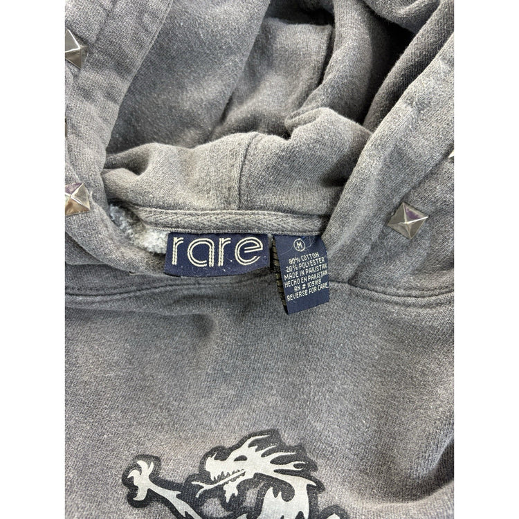 Men’s RARE Gray Vintage Dragon With Studded Hoodie Size M