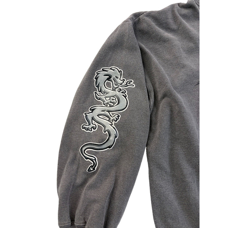 Men’s RARE Gray Vintage Dragon With Studded Hoodie Size M