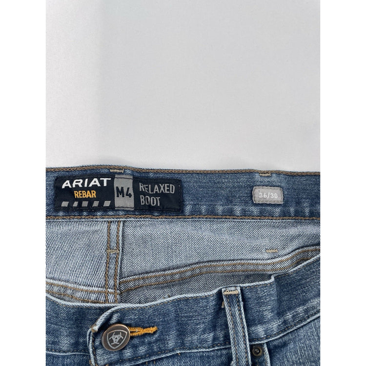 Mens Ariat REBAR M4 Relaxed Bootcut Blue Jeans Size 36/30