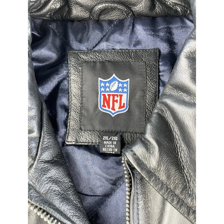 Mens Vintage Dallas Cowboys 5x Super Bowl Champs Leather Jacket Size 2XL Varsity