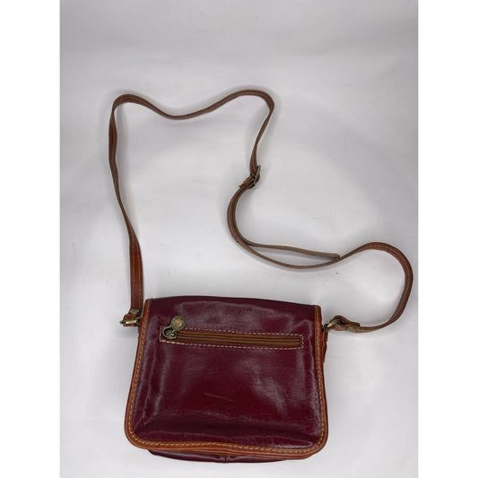 Vera Pelle Florence Made In Italy Wine Red Cowhide Leather Crossbody Bag