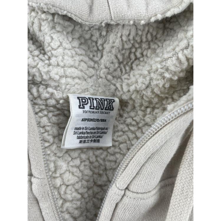 Womens Victoria Secret Tan Sherpa-lined Zip-up Jacket Size S