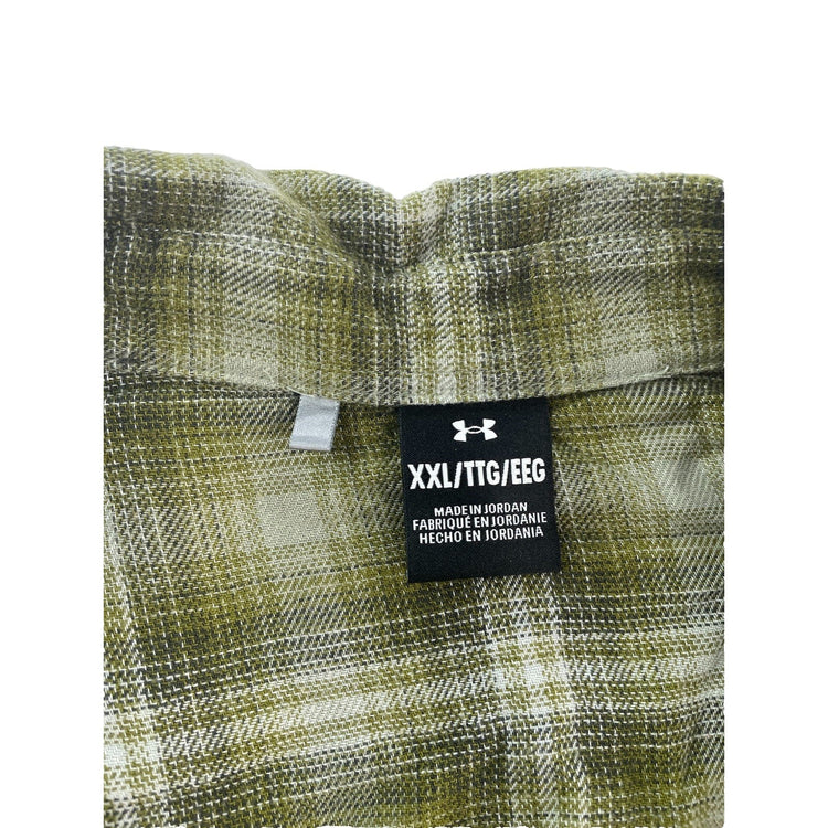 Mens Under Armour Flannel Green&White Plaid Longsleeve SnapDown Shirt Size Xxl