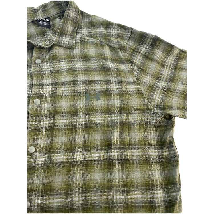Mens Under Armour Flannel Green&White Plaid Longsleeve SnapDown Shirt Size Xxl
